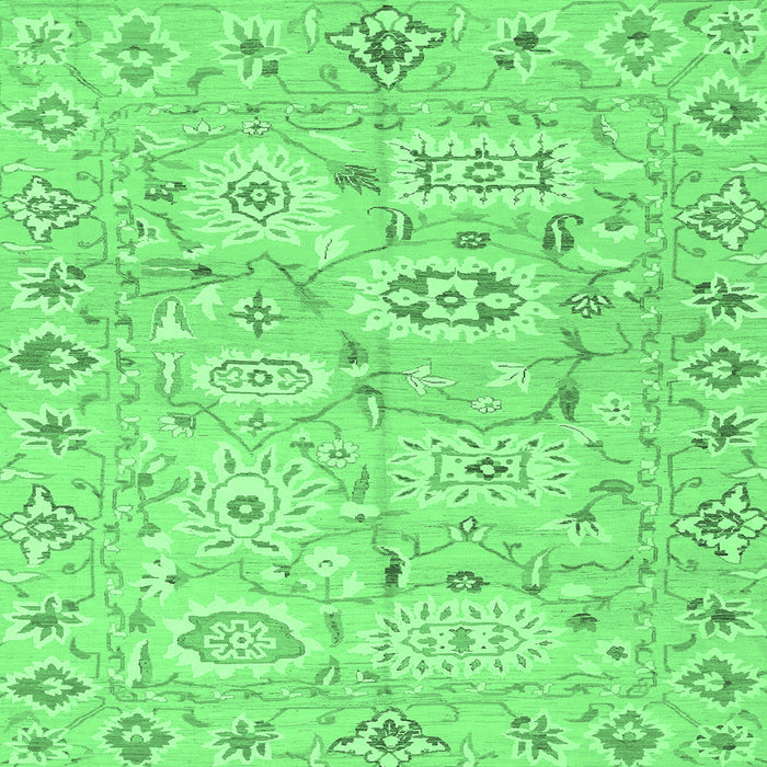 Square Machine Washable Abstract Emerald Green Modern Area Rugs, wshabs1654emgrn