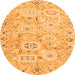 Round Machine Washable Abstract Orange Modern Area Rugs, wshabs1654org