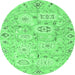 Round Abstract Emerald Green Modern Rug, abs1654emgrn