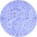 Round Abstract Blue Modern Rug, abs1654blu