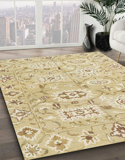 Machine Washable Abstract Brown Gold Rug in a Family Room, wshabs1654