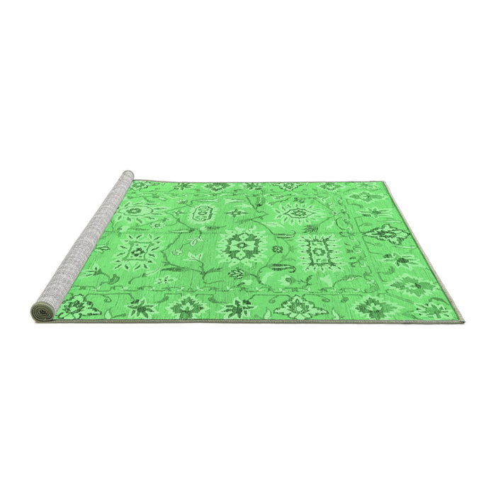 Sideview of Machine Washable Abstract Emerald Green Modern Area Rugs, wshabs1654emgrn
