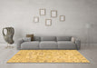 Machine Washable Abstract Brown Modern Rug in a Living Room,, wshabs1654brn