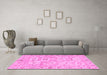 Machine Washable Abstract Pink Modern Rug in a Living Room, wshabs1654pnk