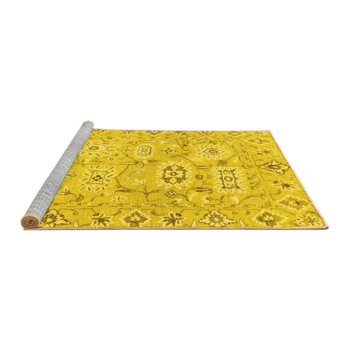 Sideview of Machine Washable Abstract Yellow Modern Rug, wshabs1654yw