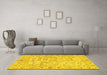 Machine Washable Abstract Yellow Modern Rug in a Living Room, wshabs1654yw