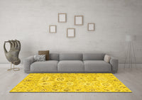 Machine Washable Abstract Yellow Modern Rug, wshabs1654yw