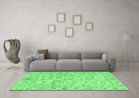 Machine Washable Abstract Emerald Green Modern Rug, wshabs1654emgrn