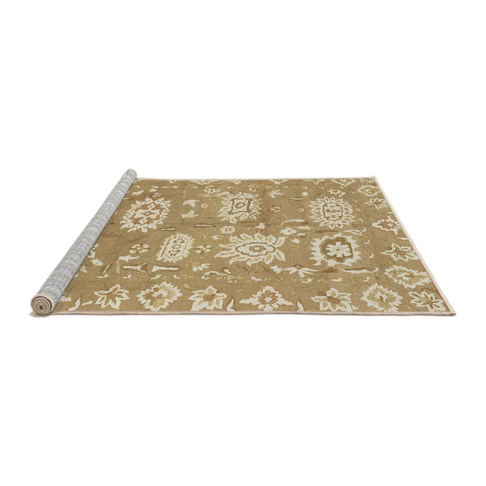 Sideview of Machine Washable Abstract Cinnamon Brown Rug, wshabs1655