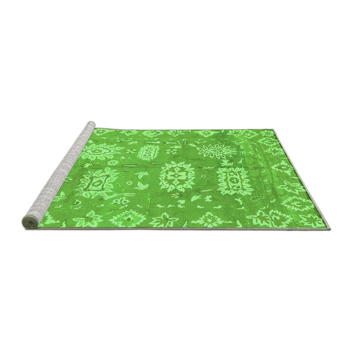 Sideview of Machine Washable Abstract Green Modern Area Rugs, wshabs1655grn