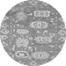 Round Machine Washable Abstract Gray Modern Rug, wshabs1655gry