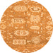 Round Machine Washable Abstract Orange Modern Area Rugs, wshabs1655org