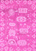 Machine Washable Abstract Pink Modern Rug, wshabs1655pnk