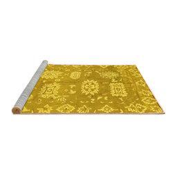 Sideview of Machine Washable Abstract Yellow Modern Rug, wshabs1655yw