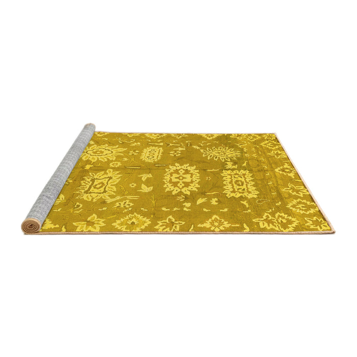 Sideview of Machine Washable Abstract Yellow Modern Rug, wshabs1655yw