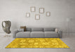 Machine Washable Abstract Yellow Modern Rug in a Living Room, wshabs1655yw