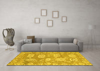 Machine Washable Abstract Yellow Modern Rug, wshabs1655yw