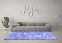 Machine Washable Abstract Blue Modern Rug, wshabs1655blu