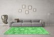 Machine Washable Abstract Emerald Green Modern Area Rugs in a Living Room,, wshabs1655emgrn