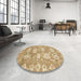 Round Machine Washable Abstract Cinnamon Brown Rug in a Office, wshabs1655