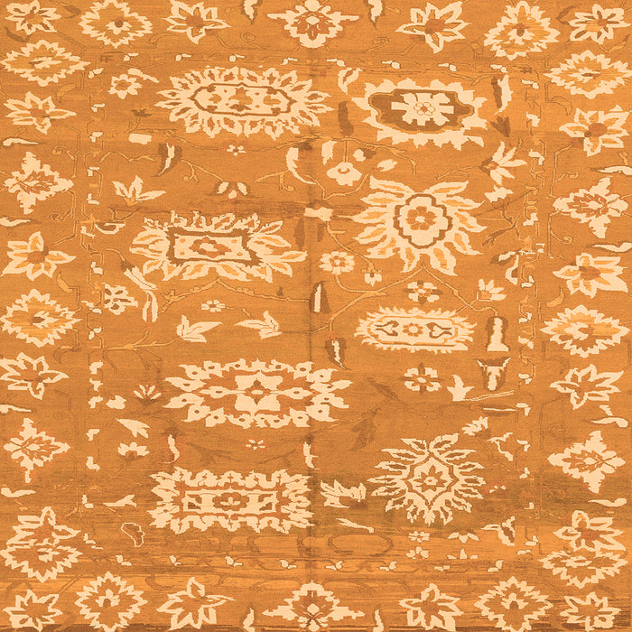 Square Machine Washable Abstract Orange Modern Area Rugs, wshabs1655org