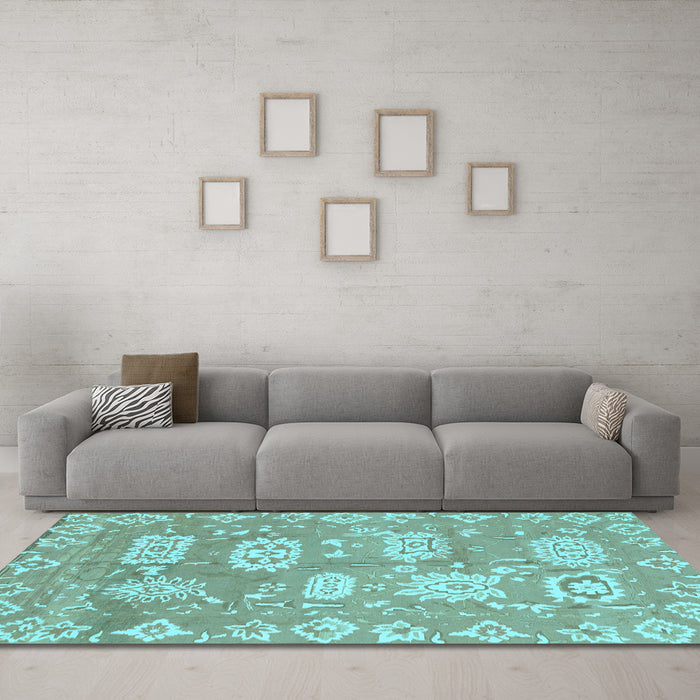 Machine Washable Abstract Light Blue Modern Rug in a Living Room, wshabs1655lblu