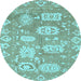 Round Abstract Light Blue Modern Rug, abs1655lblu