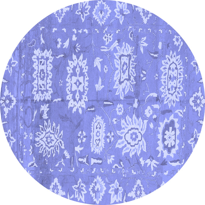 Round Abstract Blue Modern Rug, abs1655blu