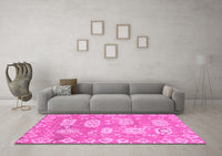 Machine Washable Abstract Pink Modern Rug, wshabs1655pnk