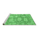 Sideview of Machine Washable Abstract Emerald Green Modern Area Rugs, wshabs1655emgrn