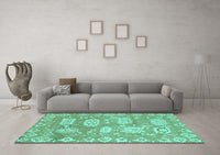 Machine Washable Abstract Turquoise Modern Rug, wshabs1655turq