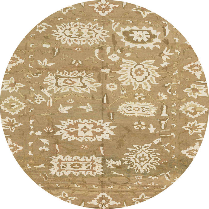 Round Abstract Cinnamon Brown Modern Rug, abs1655