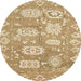 Round Abstract Cinnamon Brown Modern Rug, abs1655