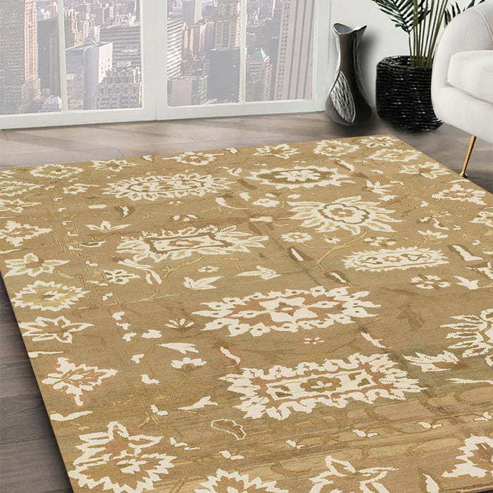 Machine Washable Abstract Cinnamon Brown Rug in a Family Room, wshabs1655