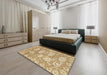 Abstract Cinnamon Brown Modern Rug in a Bedroom, abs1655