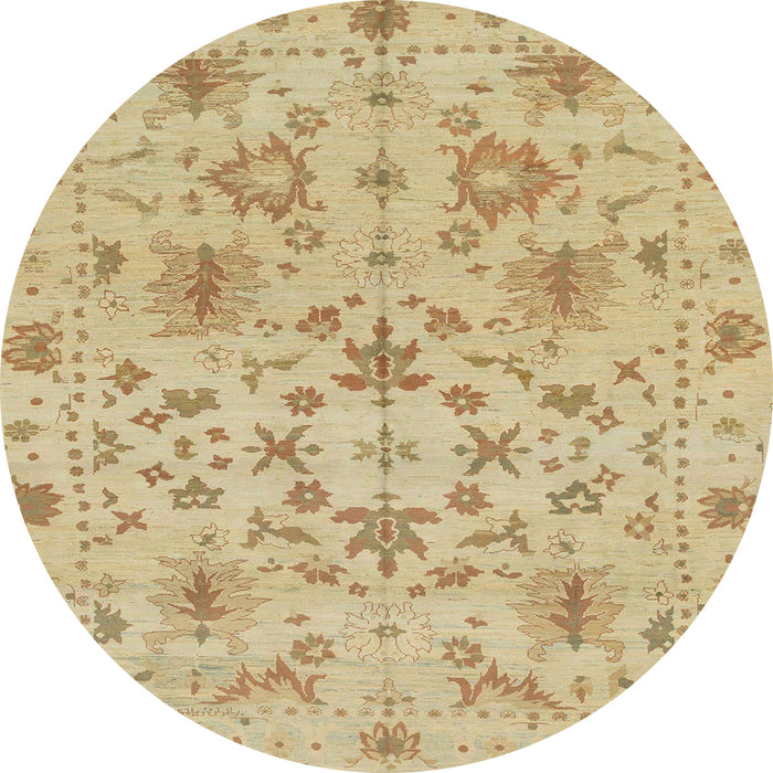 Round Abstract Gold Oriental Rug, abs1656