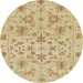 Round Abstract Gold Oriental Rug, abs1656