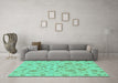 Machine Washable Oriental Turquoise Traditional Area Rugs in a Living Room,, wshabs1656turq