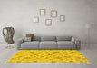 Machine Washable Oriental Yellow Traditional Rug in a Living Room, wshabs1656yw