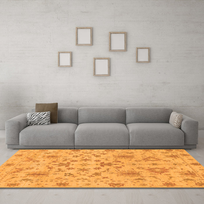 Machine Washable Oriental Orange Traditional Area Rugs in a Living Room, wshabs1656org