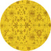 Round Oriental Yellow Traditional Rug, abs1656yw