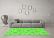 Machine Washable Oriental Green Traditional Area Rugs in a Living Room,, wshabs1656grn