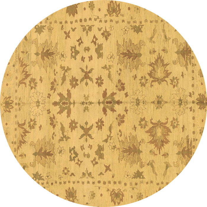 Round Oriental Brown Traditional Rug, abs1656brn