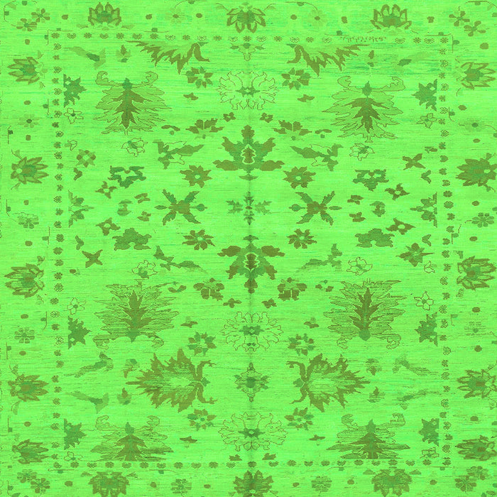 Square Machine Washable Oriental Green Traditional Area Rugs, wshabs1656grn