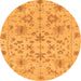 Round Machine Washable Oriental Orange Traditional Area Rugs, wshabs1656org