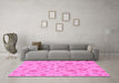 Machine Washable Oriental Pink Traditional Rug in a Living Room, wshabs1656pnk