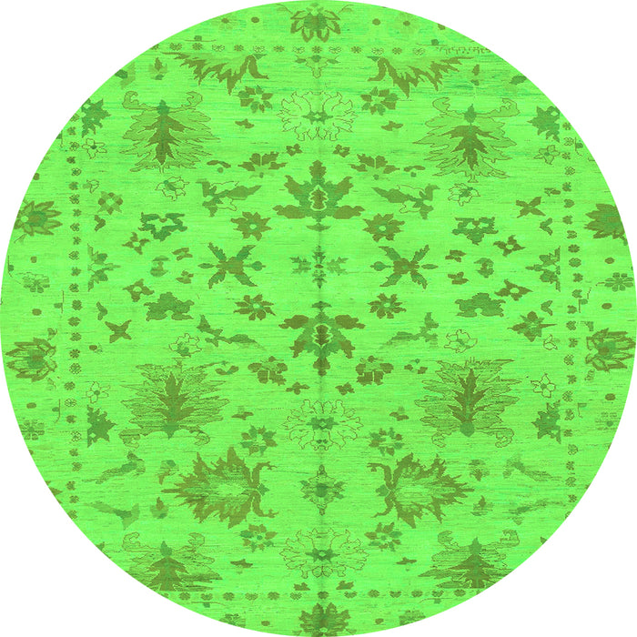 Round Oriental Green Traditional Rug, abs1656grn