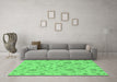 Machine Washable Oriental Emerald Green Traditional Area Rugs in a Living Room,, wshabs1656emgrn