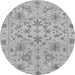 Round Machine Washable Oriental Gray Traditional Rug, wshabs1656gry