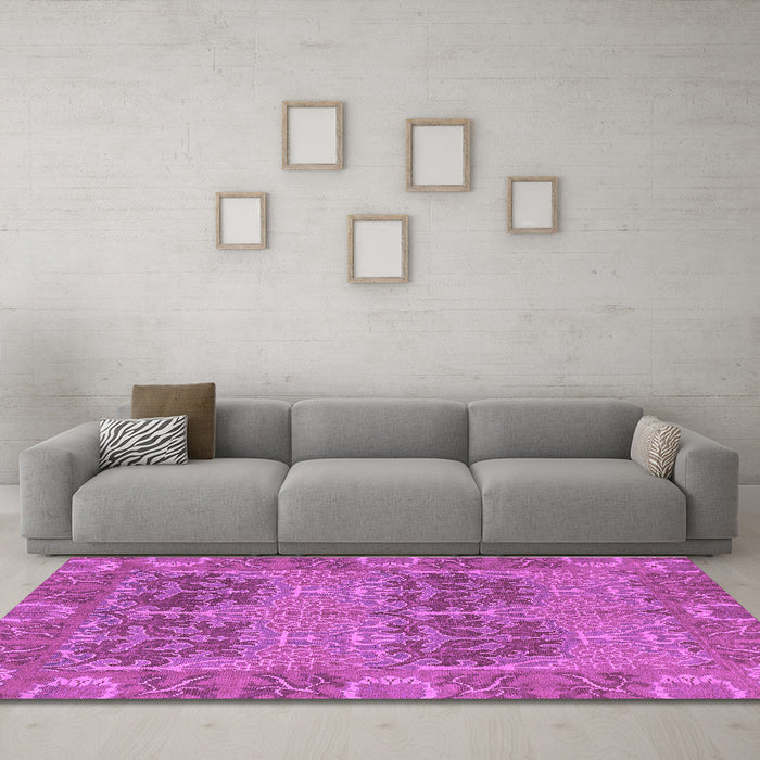 Machine Washable Abstract Purple Modern Area Rugs in a Living Room, wshabs1657pur